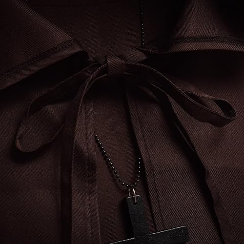 Miniatura 6 de BLESSUME Friar - Bata medieval con capucha, monje renacentista sacerdote disfraz de Halloween cosplay