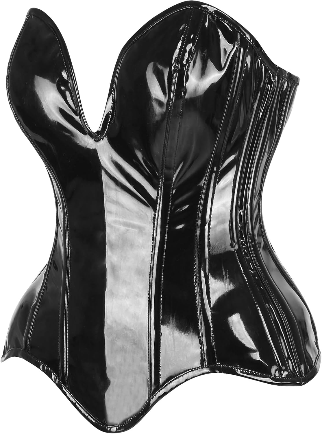 Daisy corsets Women's Daisy Corsets Top Drawer Steel Boned Patent Plunge Neckline Overbust Corset