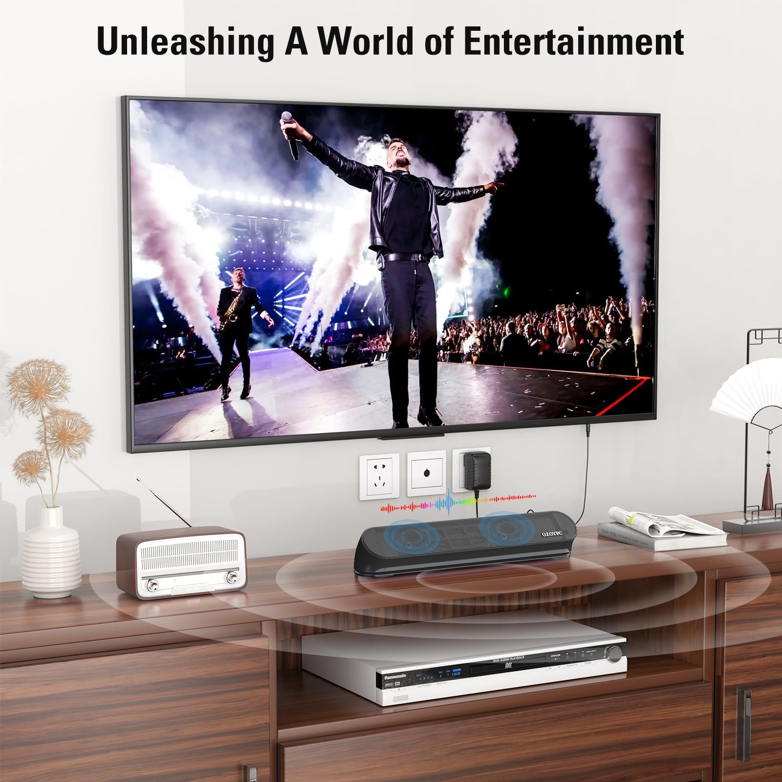 Sound Bar do Smart TV, soundbar z połączeniem Bluetooth/ARC/Opt/AUX, automatyczne zwiększanie głośności, 3 tryby korektora, odłączany soundbar 2 w 1 do telewizora/PC/gier/projektorów