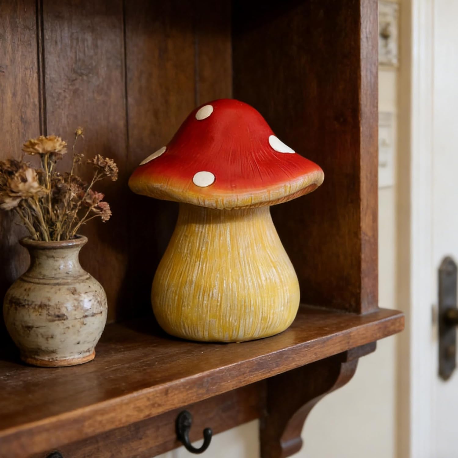 Resin Mushroom Hider Spare Holder Garden Decors Statue Jewelry Trinket Box for Ear Studs, Rings, Paper Clip Resin Hider