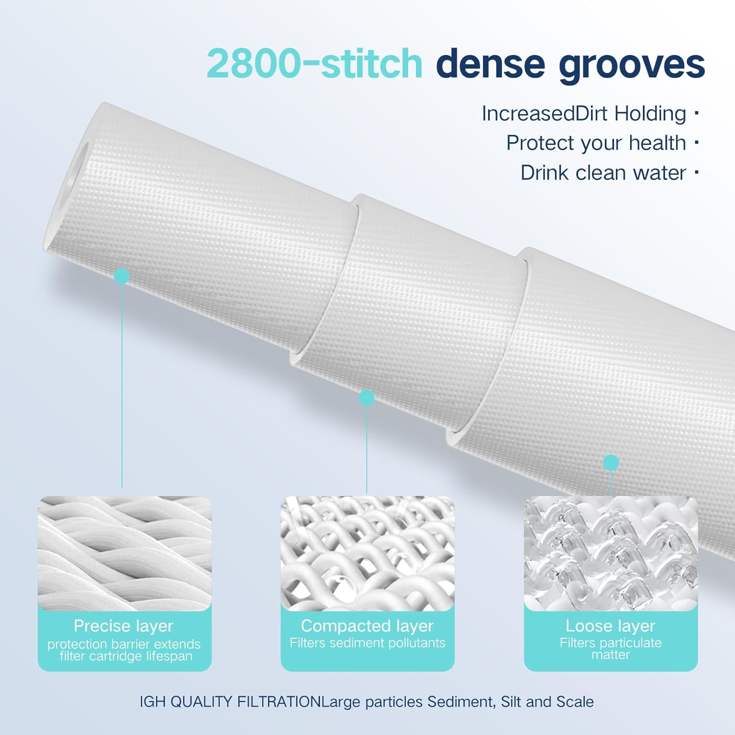 6-Pack 10x2.5-Inch Whole House Water Filter Cartridges Suitable for Drinking Water RO Filter Replacement Pure Water Filter Replacement Parts Direct-Flow Well Water Filters