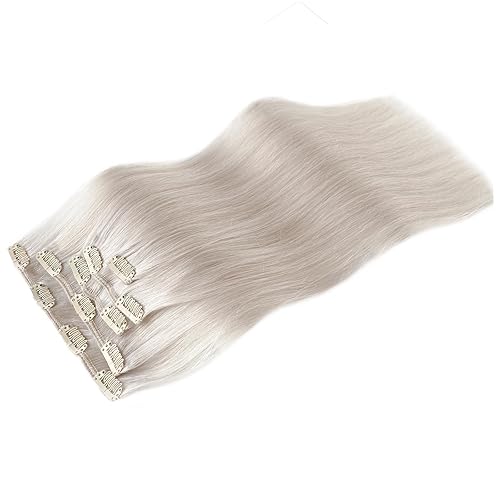 Miniatura 2 de Extensiones de cabello humano con clip, de 16 pulgadas, extensiones de cabello humano real con clip, de 16 pulgadas, color negro azabache, sin