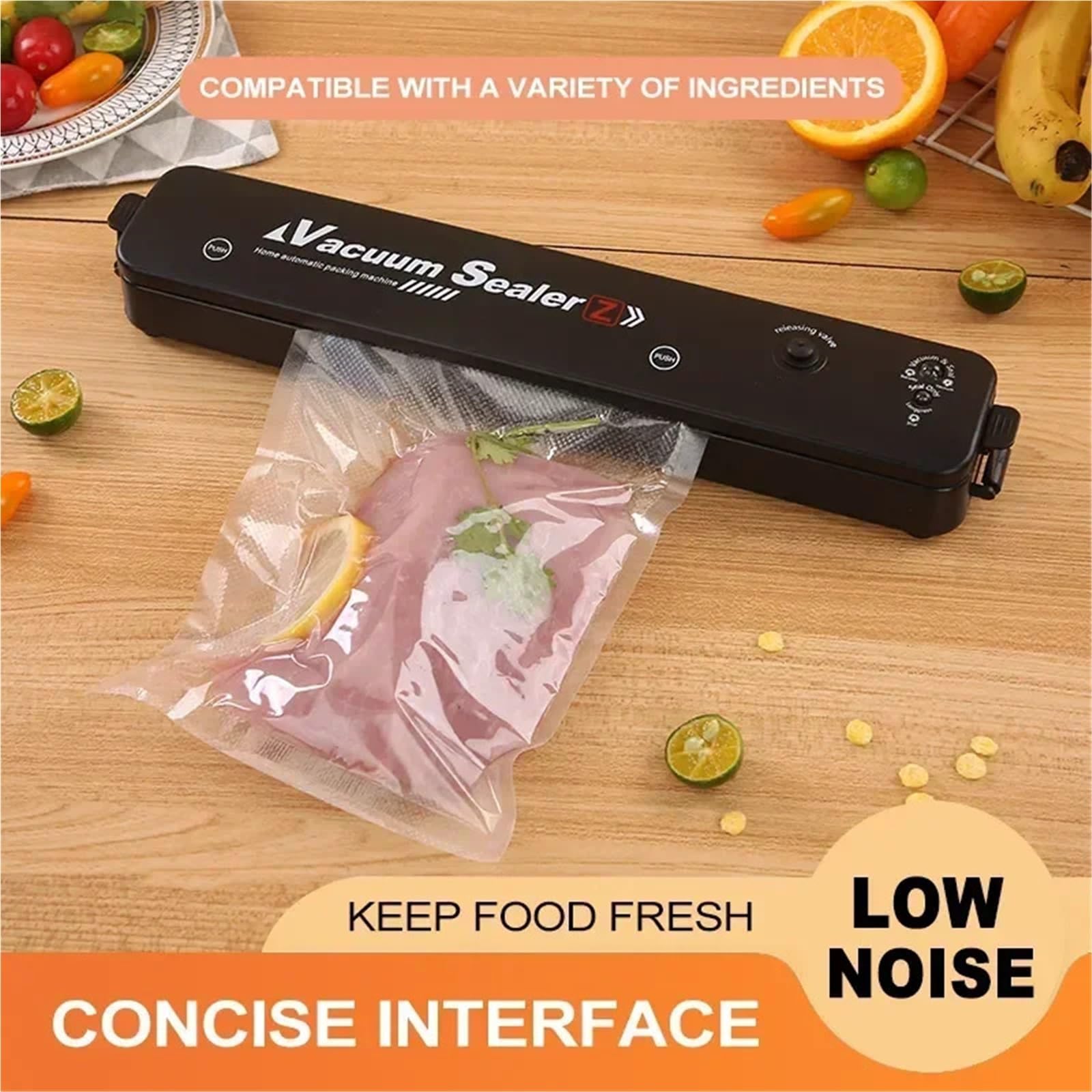 Macchina Sottovuoto, Macchina Sottovuoto Portatile Per La Casa Con 10 Sacchetti - Confezione Compatta Per Cucina, Nero,per Verdura, Frutta, Carne