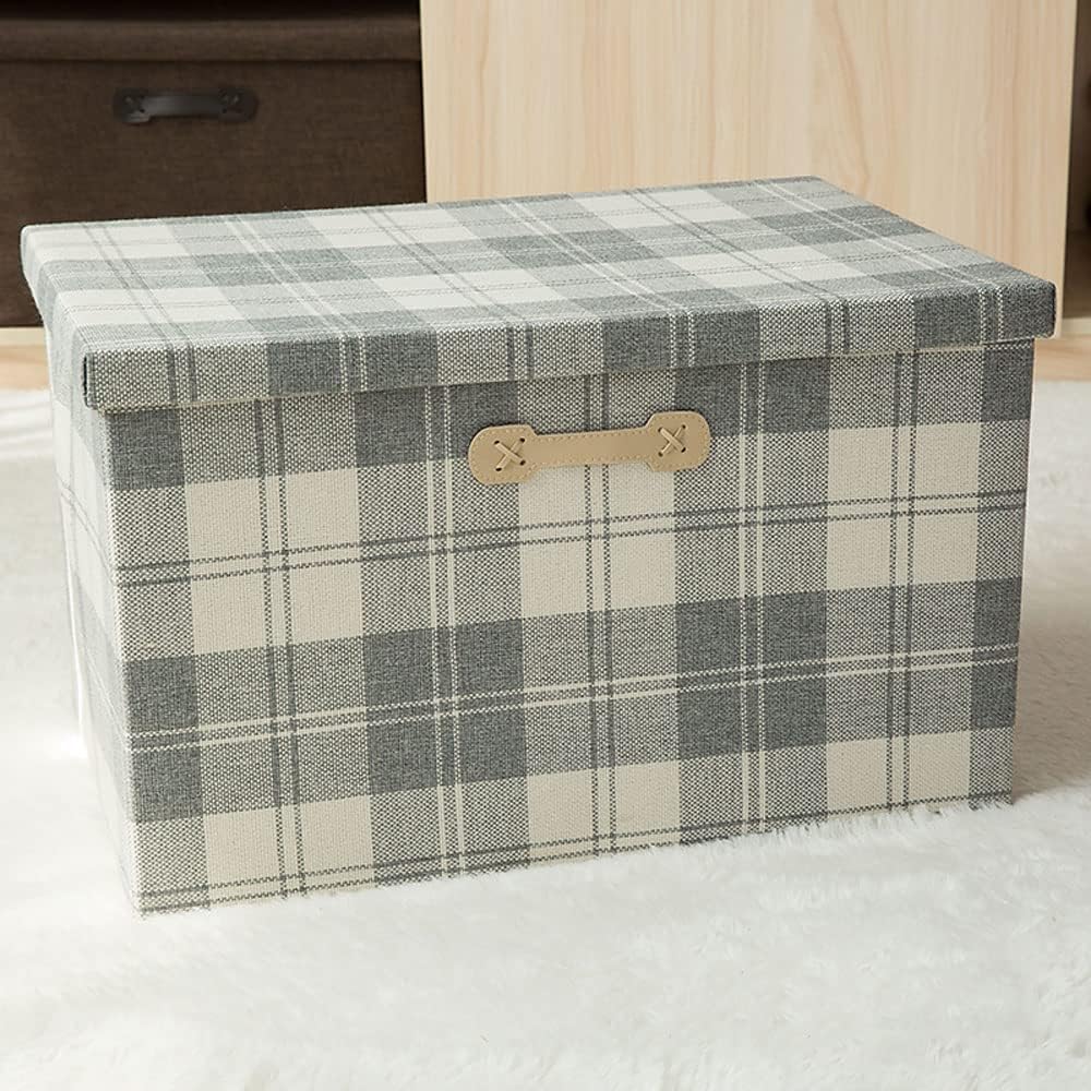 3PCS Thickened Fabric Folding Storage Organizer Oxford Cloth Storage Closet Artifact Cotton And Linen Toy Clothes Box With Lid Odorless Foldable Moisture-proof And Dust-proof Store Clothes Quil (H 3