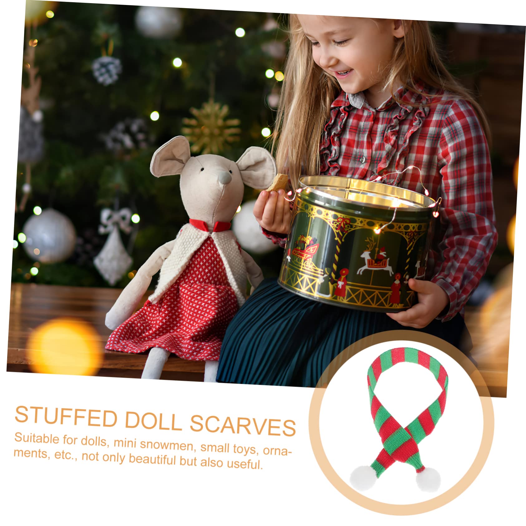 20 Stück Mini-Weihnachtsschals Für Puppen - Rote Strickschals Für Weihnachtsdekoration