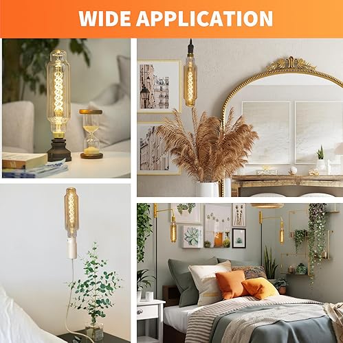 Miniatura 6 de ALAMPEVER Bombillas Edison decorativas LED regulables de gran tamaño 40 W, 2200 K blanco cálido, base E26, 7 W, acabado de vidrio ámbar (TT80T24)