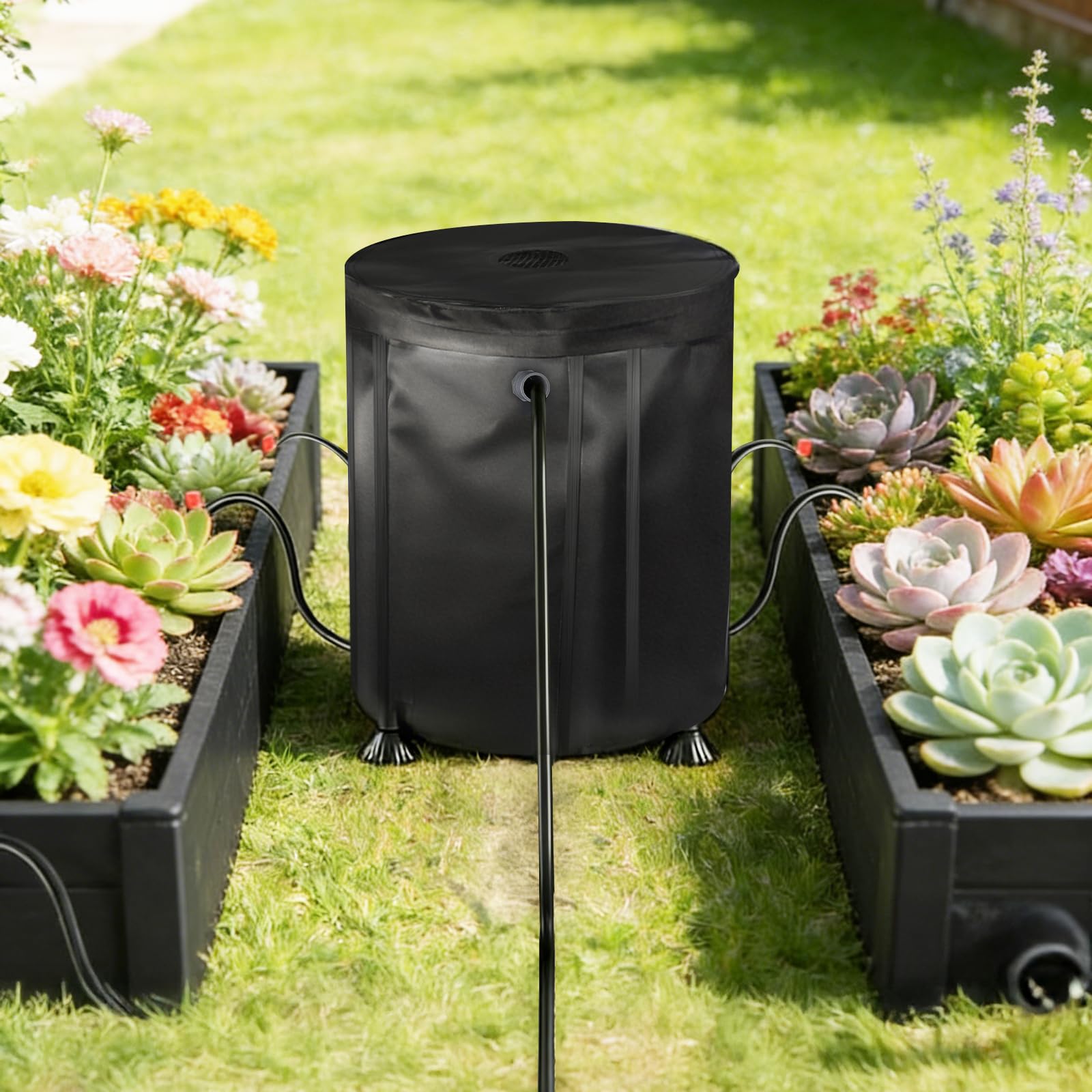 SWAWIS Automatyczny system nawadniania, rośliny pokojowe, 50 l, z pompą wodną 25 W, 8 dysz kropelkowych, do wnętrz, trawnika, szklarni, podwórza