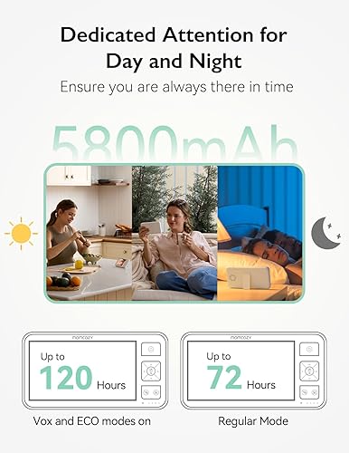 Miniatura 5 de Momcozy Monitor de bebé de video, monitor de bebé Full HD de 5.5 pulgadas 1080P con cámara sin WiFi, visión nocturna infrarroja, batería de 120