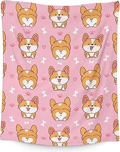 Corgi Blanket Gifts - 60"x80" Cute Throw for Adults, Kids - Pink Soft Fuzzy Blankets for Bed, Couch & Living Room