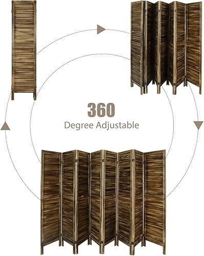 Miniatura 2 de ECOMEX Divisor de habitación de 8 paneles con diseño de rejillas, divisores de madera de 5.6 pies de alto y pantallas de privacidad plegables,
