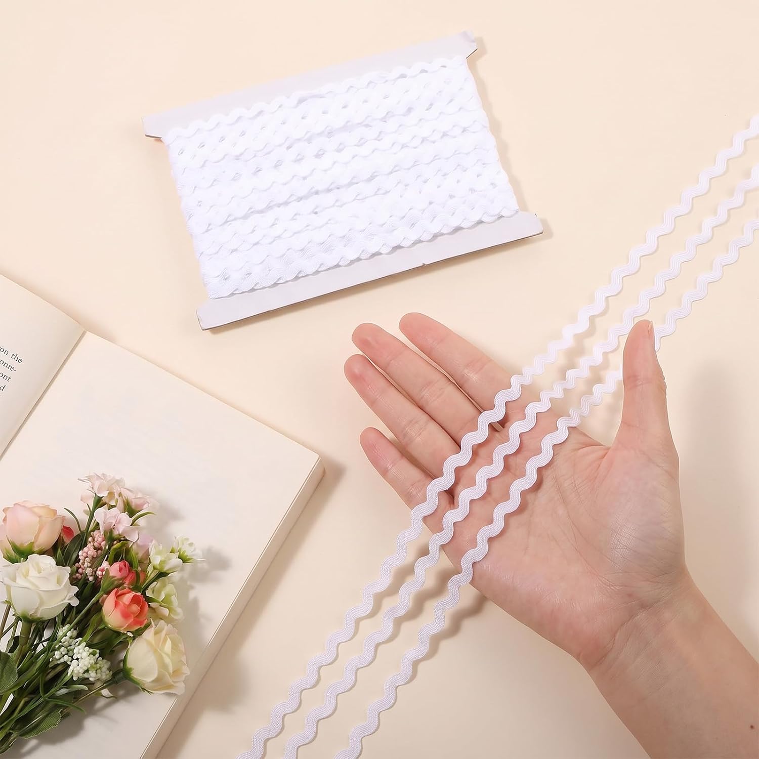 Rick Rack Trim for Sewing, 27 Yards 5mm Wave Bending Trim (White)