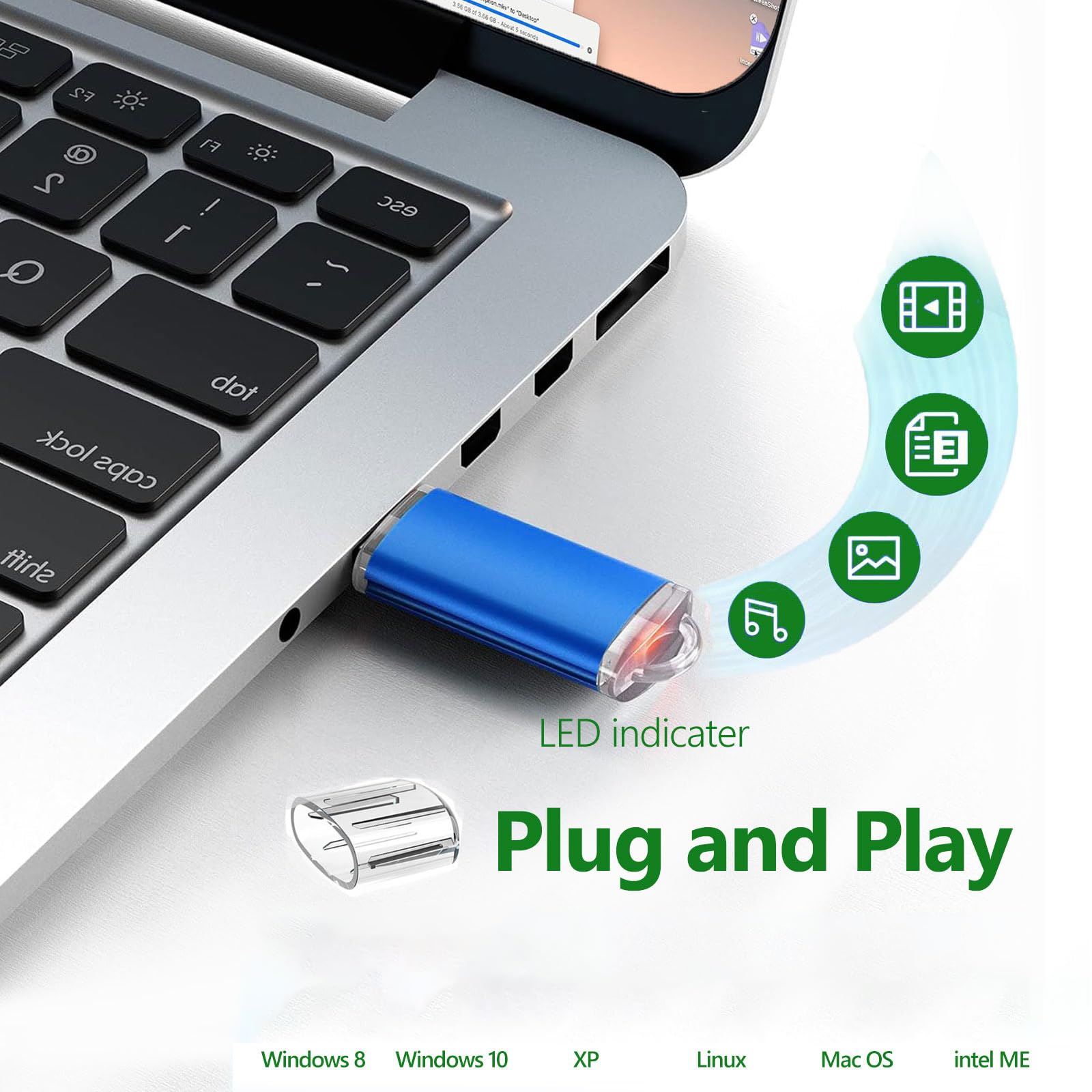Pamięć USB 2 GB USB 10 sztuk pendrive 2 GB WISEORANGE Metal USB2.0 pamięć USB do komputera, laptopa, telewizora z oświetleniem LED (10 kolorów)