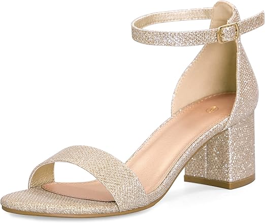 mysoft Women's Chunky Low Heels Open Toe Block Heeled Dress Ankle Strap Pump Wedding Sandals