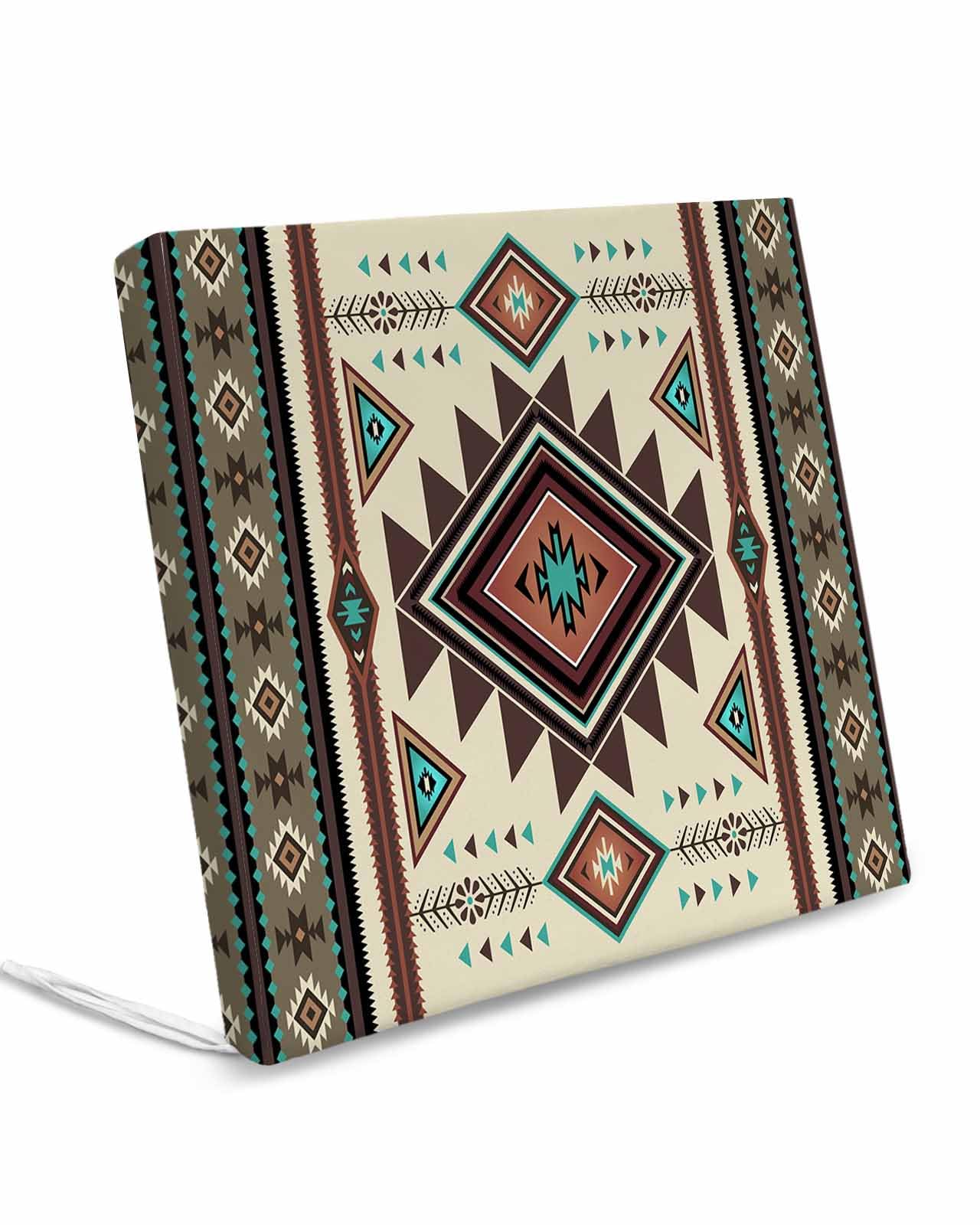 Edwiinsa Native American Western, Indoor/Outdoor Seat Cushions Cover, Waterproof Patio Chaise Lounge Cushion Cover for Beach Pool Side Chair Cushions 22x20x2Pieces Southwest Mexican Boho Brown