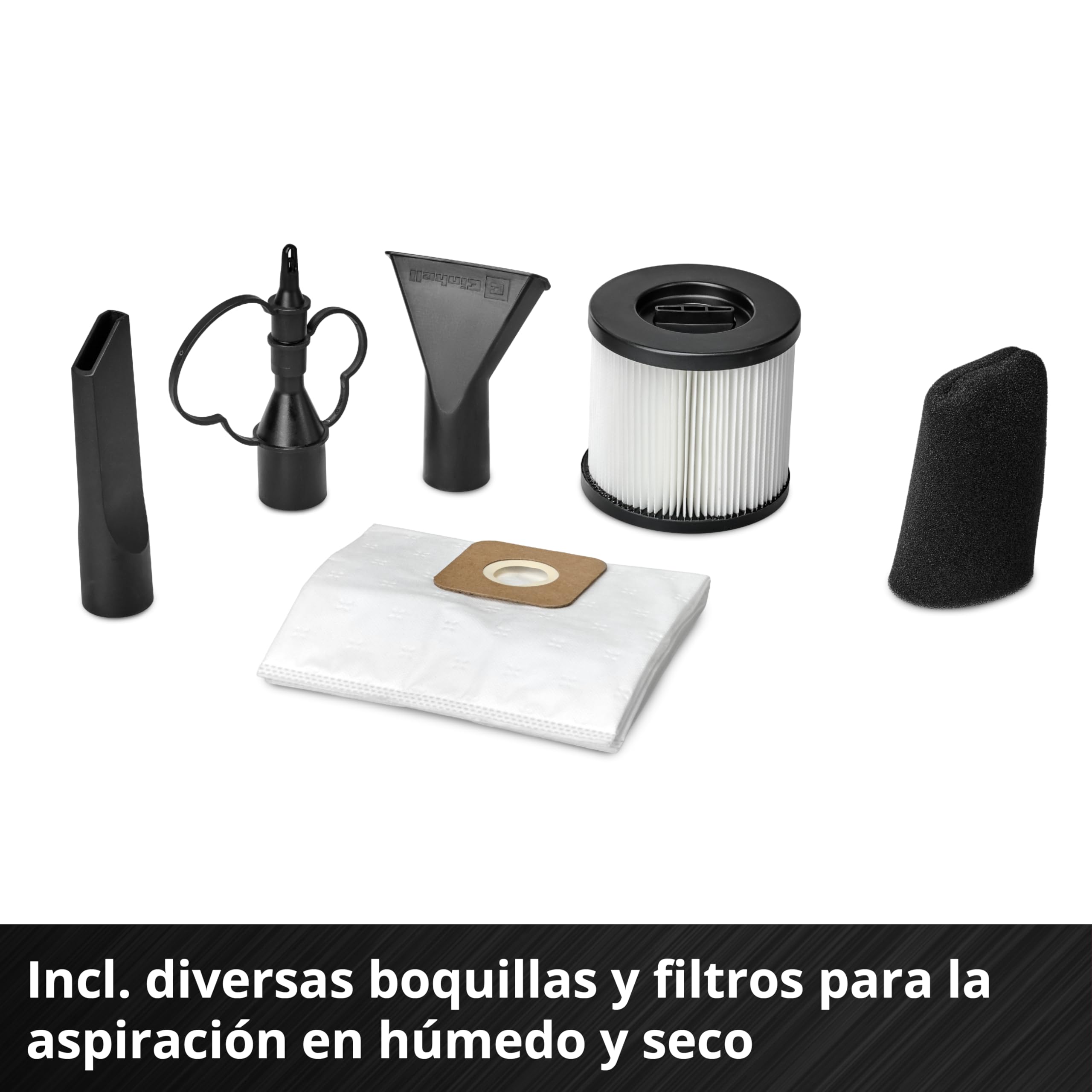 Einhell Professional Aspirador en seco y húmedo con batería TP-VC 18 Li BL L-Solo Power X-Change (18 V, brushless, Recipiente 10 l, 2 Niveles, Filtro Plisado, boquillas de aspiración, sin batería)