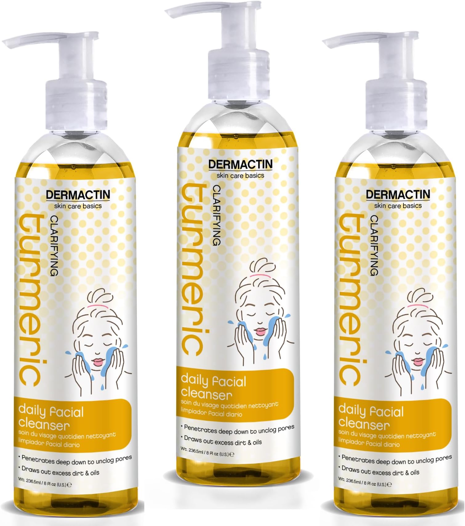 Dermactin-TS Turmeric Daily Facial Cleanser 8 oz (PACK OF 3)
