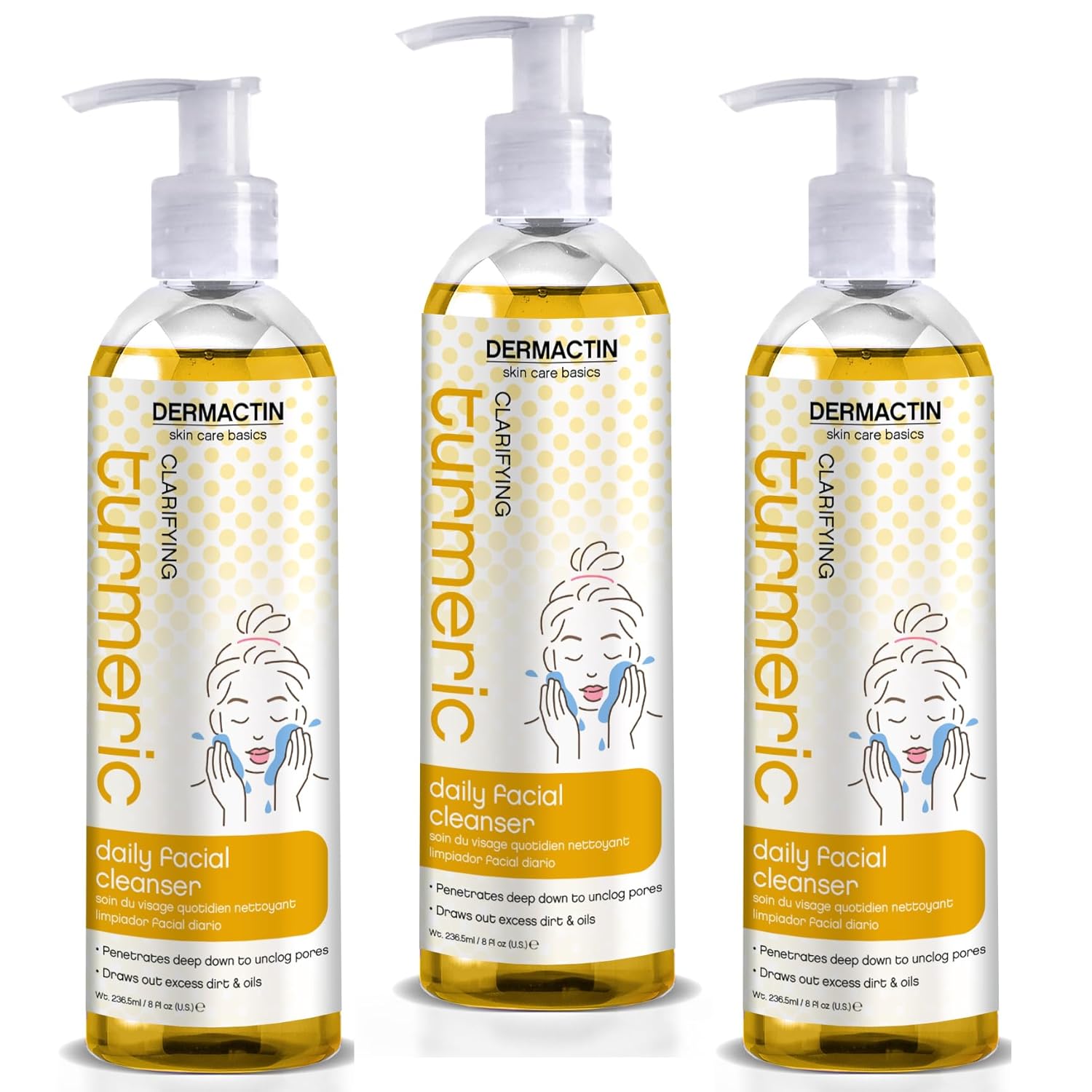 Dermactin-TS Turmeric Daily Facial Cleanser 8 oz (PACK OF 3)