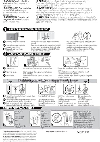 Miniatura 8 de Command Jabonera para ducha, para colgar sin daños, soporte para jabón sin herramientas para invitados de vacaciones, 1 plato negro mate y 2 tiras