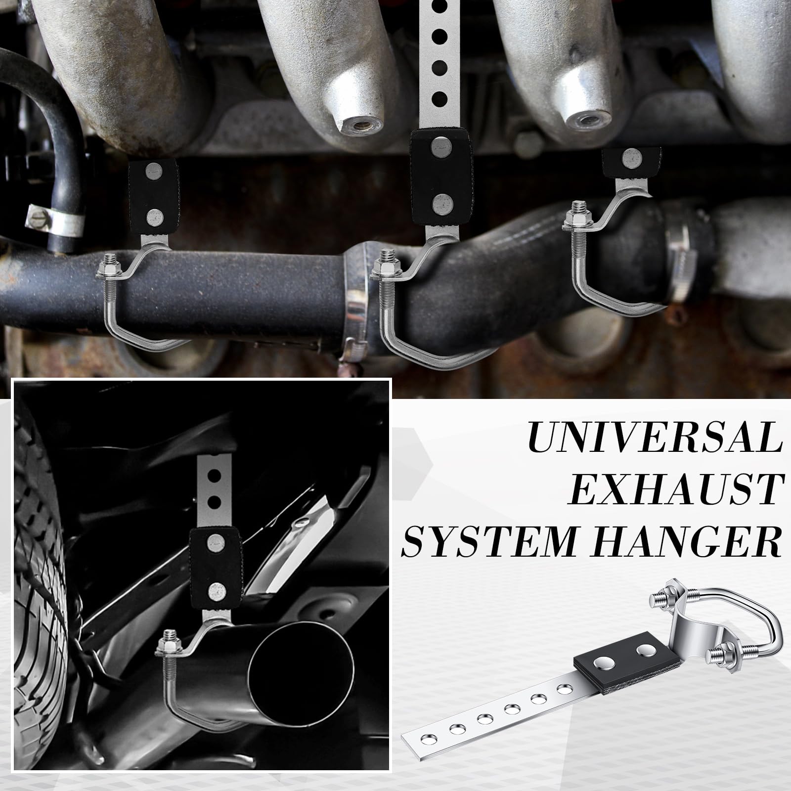 Geetery 2 Pcs Exhaust Hangers Muffler Hanger Swivel Tail Pipe Universal Exhaust Tailpipe Hanger Heavy Duty Tailpipe Muffler Bracket Flexible Swivel (Oe Style,Silver)