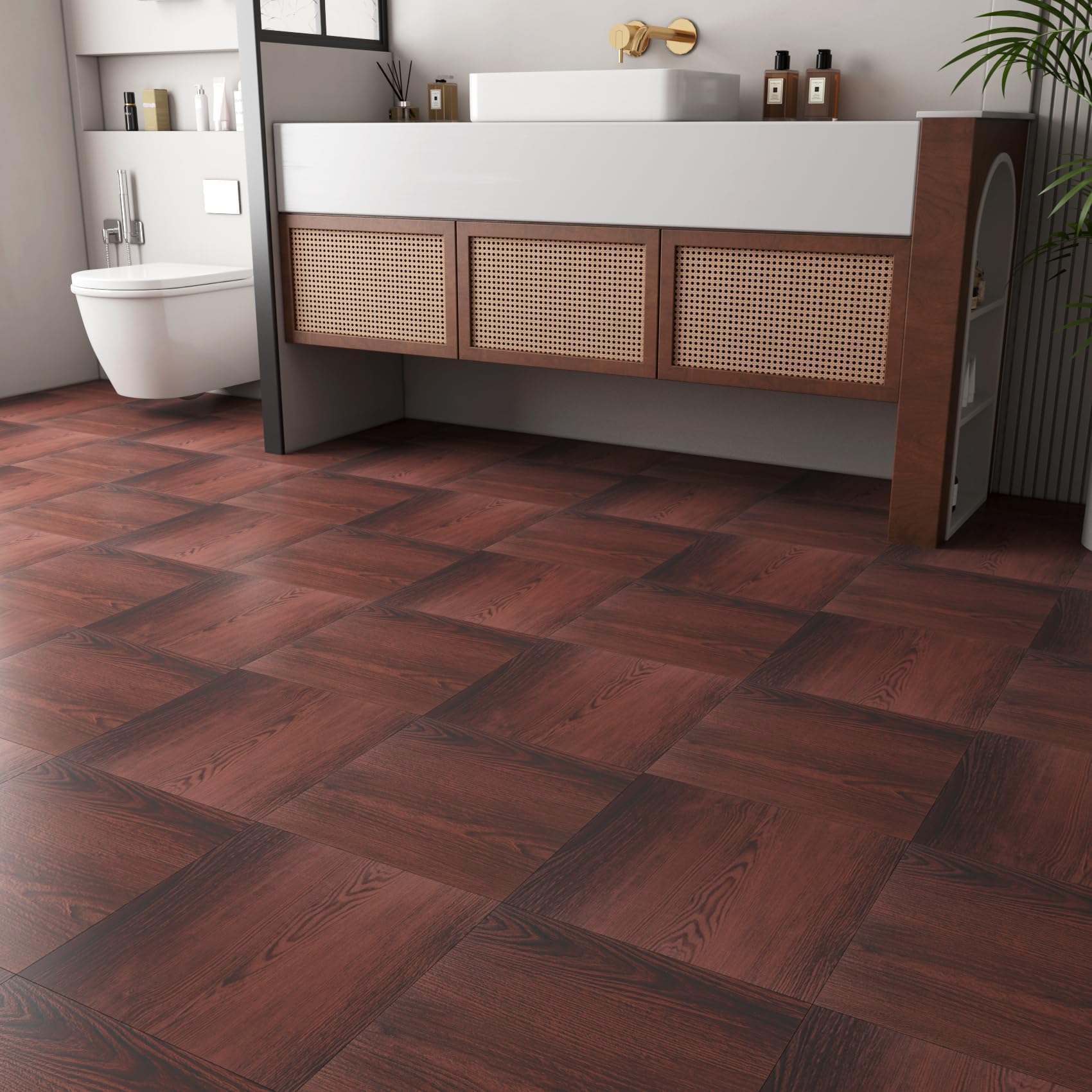 LaCheery Azulejos de madera sintética de 36 azulejos, despegar y pegar, impermeables, 12 x 12 pulgadas, despegar y pegar en tablones de cocina, azulejos autoadhesivos de vinilo para suelos de madera