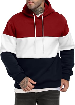 Mens Hooded Sweatshirts Long Sleeve Hoodies Pullover Sweatshirt with Pocket