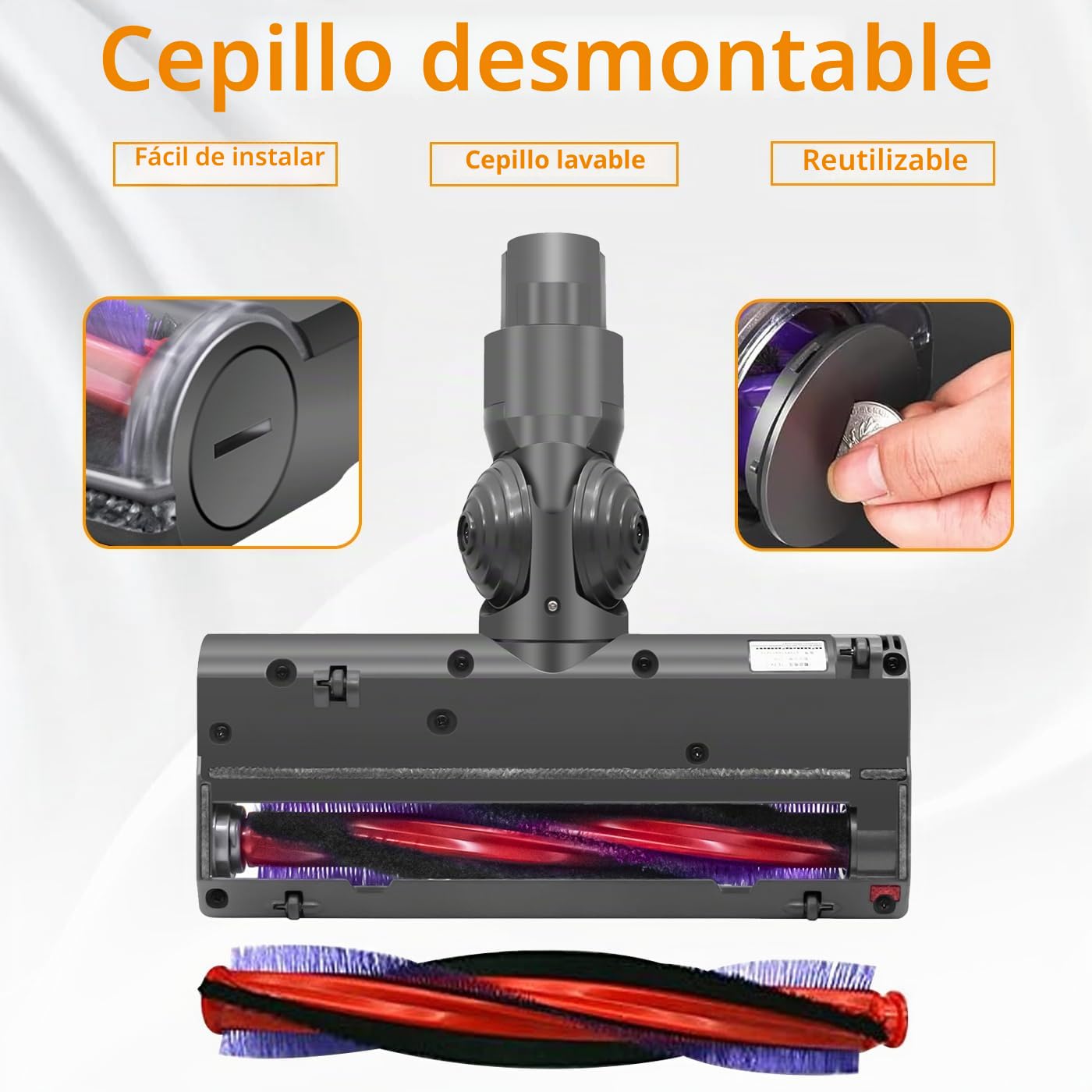 Recambios Cepillo Motorizado Compatible para Dyson V7 V8 V10 V11 V15 Aspiradora, Cepillo de Cabezal Limpiador de Cabezal de turbina para Dyson V10 V7 V8 V11 V15, para Moquetas y Suelos Duros