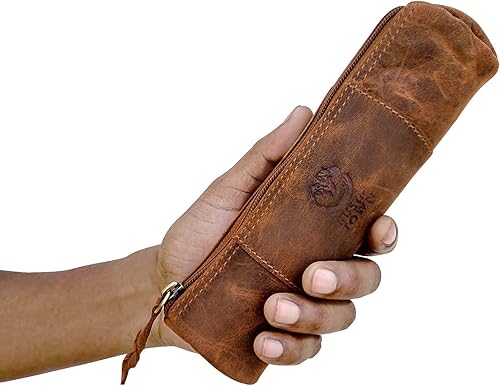 Miniatura 6 de RUSTIC TOWN Combo de estuche de cuero y neceser  Un estuche vintage para lápices y kit de afeitado Dopp Combo de regalo para hombres y mujeres