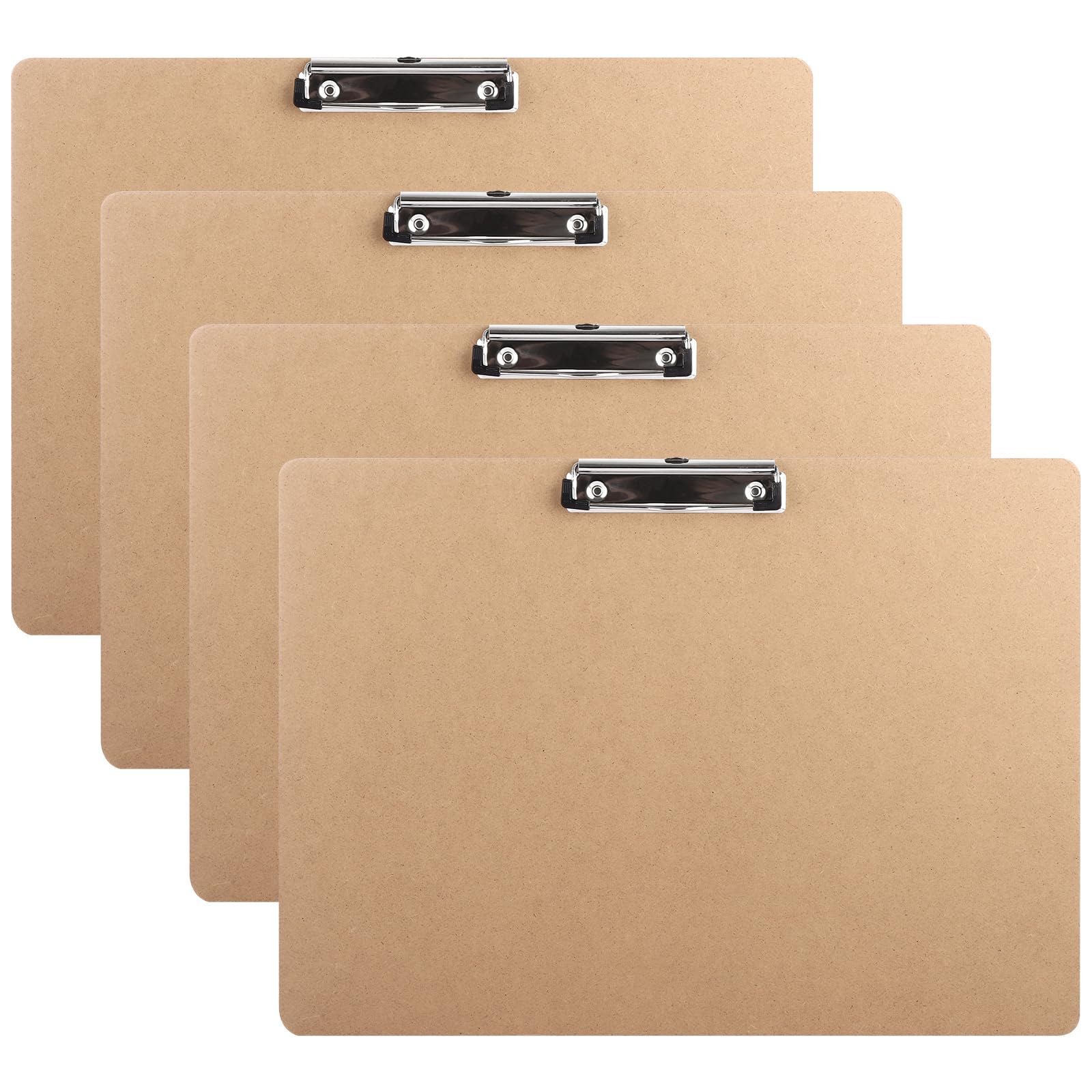 CYEER A3 Clipboard Set of 4, Extra Large MDF Wooden Clipboard A3, Horizontal Clip Board with Low Profile Clip for School, Office