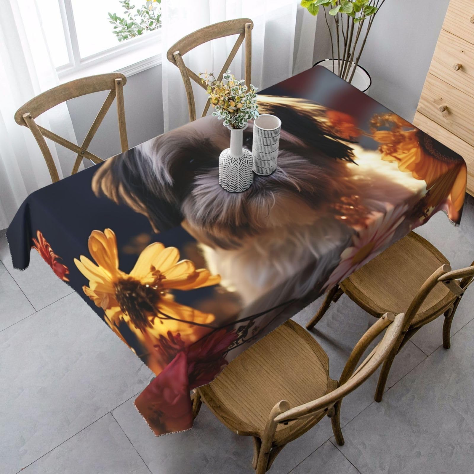 Nappe anti-déversement infroissable 89x140 tissu rustique motif chien