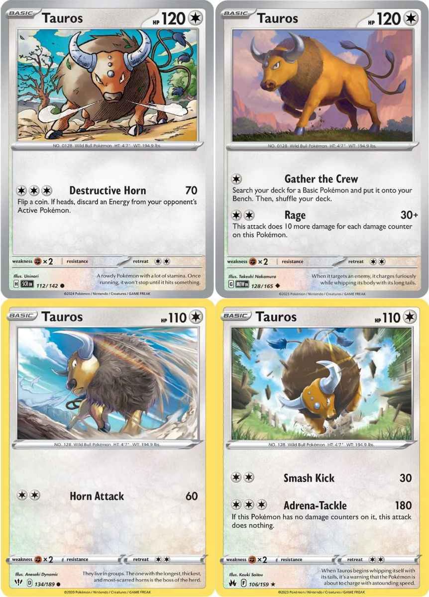 Amazon.com: Tauros – x4 Pokemon Card Lot – Stellar Crown Pokemon 151  112/142 : Toys & Games