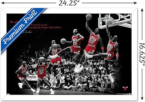 Miniatura 3 de Trends International Michael Jordan - Póster de pared con mosca, 14.725 x 22.375 pulgadas, versión enmarcada en blanco