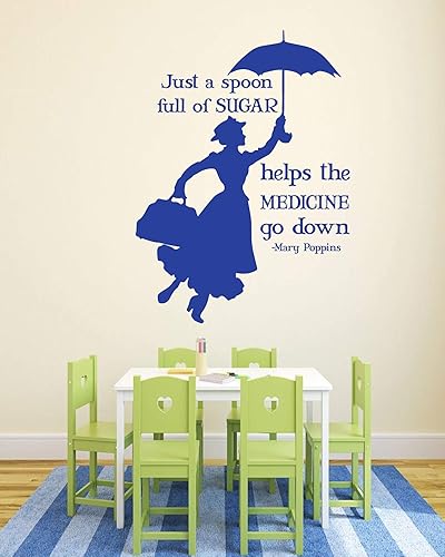 Miniatura 5 de Mary Poppins Quote A Spoon Full of Sugar Makes The Medicine Go Down | Adhesivo de vinilo para decoración del hogar para dormitorio de niños y niñas,