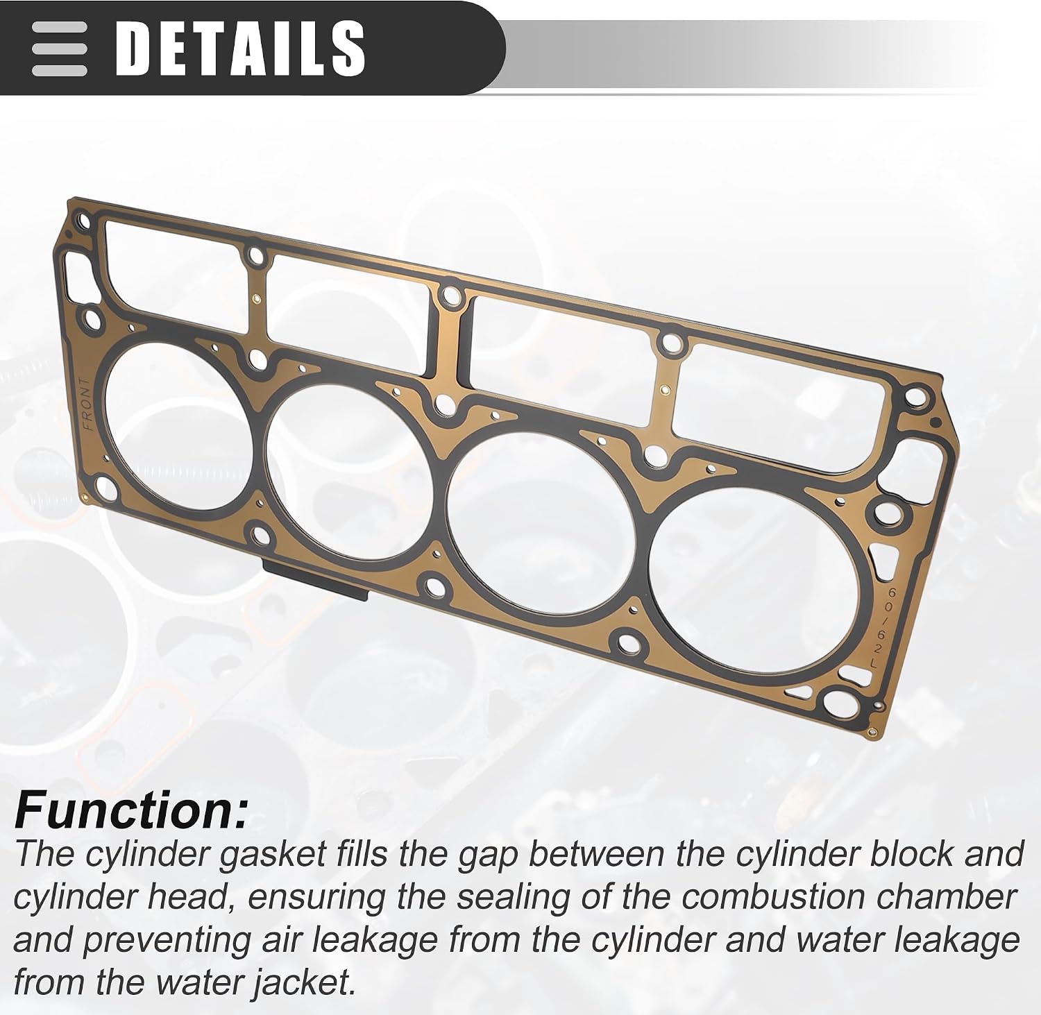 Motoforti Cylinder Head Gasket, Suitable for 6.0L/6.2L Engine, for Cadillac Escalade 2007-2014, Metal, No.12610046, Brown Black, 2 Pcs