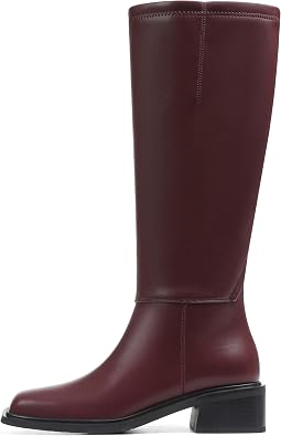 Lovee Cosee Knee High Boots for Women 2026 Low Heel Square Toe Flat Boots with Side Full Zipper Comfortable Walking Shoes for Fall Winter Casual & Office Wear Commuting Travel Fashion Trendy Outfit