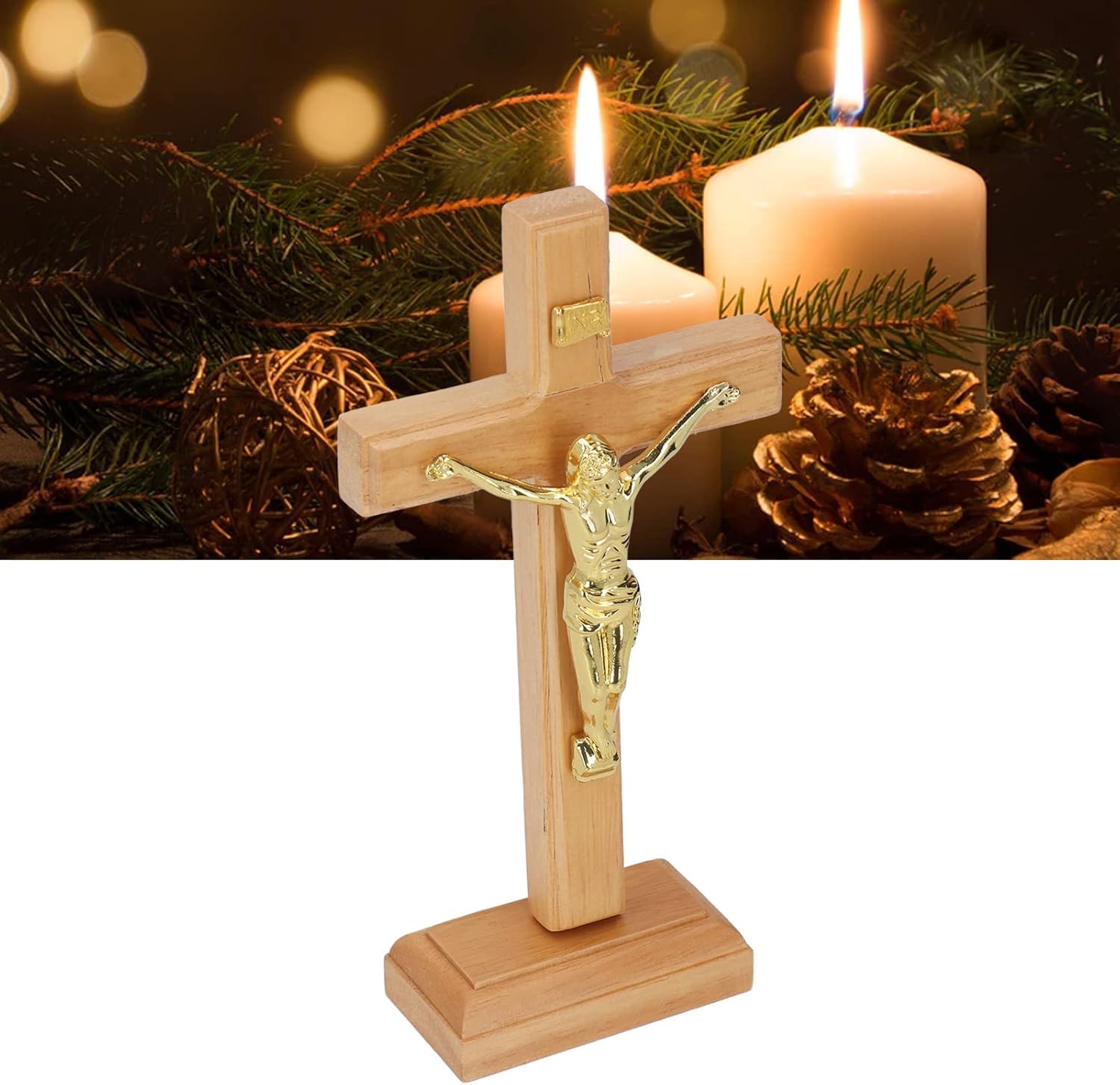 HEEPDD Crucifix, Catholic Crucifix Easy to Install Religious Prayer Decoration for Home Desk