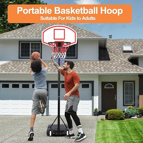 Miniatura 3 de Aro de baloncesto para exteriores de 4.9 a 6.9 pies, altura ajustable, sistema de tablero, 2 ruedas (6.9 ft6.9 pies)