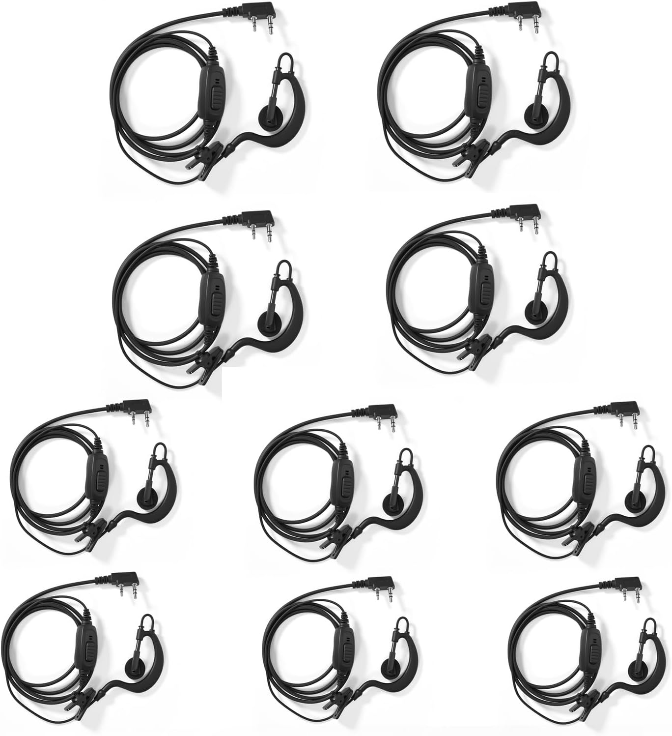 10pcs Walkie Talkie Earpieces for Baofeng UV-5R 888S Retevis RT22 RT21 RT68 RT68H H777 and Kenwood 2 Way Radios Earhook Headsets