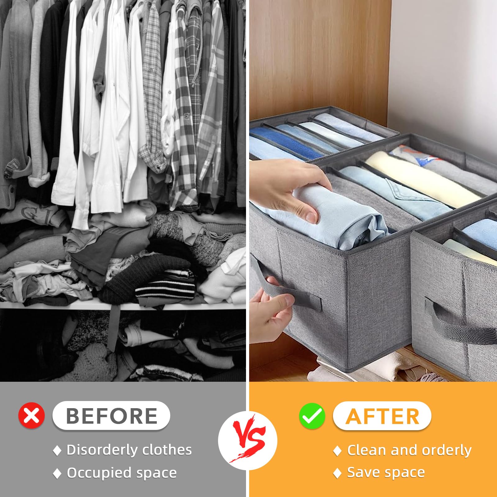 Organizer Per Cassetti Set 4 Pezzi - Divisori Pieghevoli Per Biancheria Intima, Calze, Reggiseni