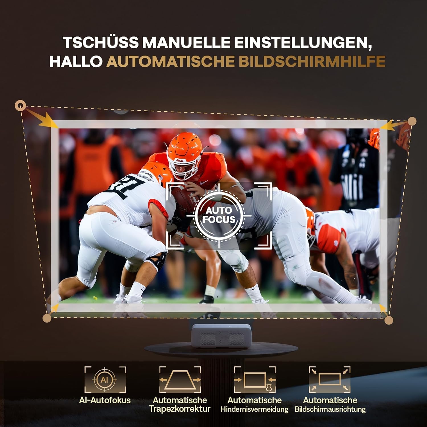 Aurzen EAZZE D1 Smart Beamer Heimkino Projektor 4K Unterstützt Full HD 1080P Beamer mit Netflix & Dolby Audio, Autofokus & Trapezkorrektur, Mini WiFi Bluetooth Video Projektor, Weiß