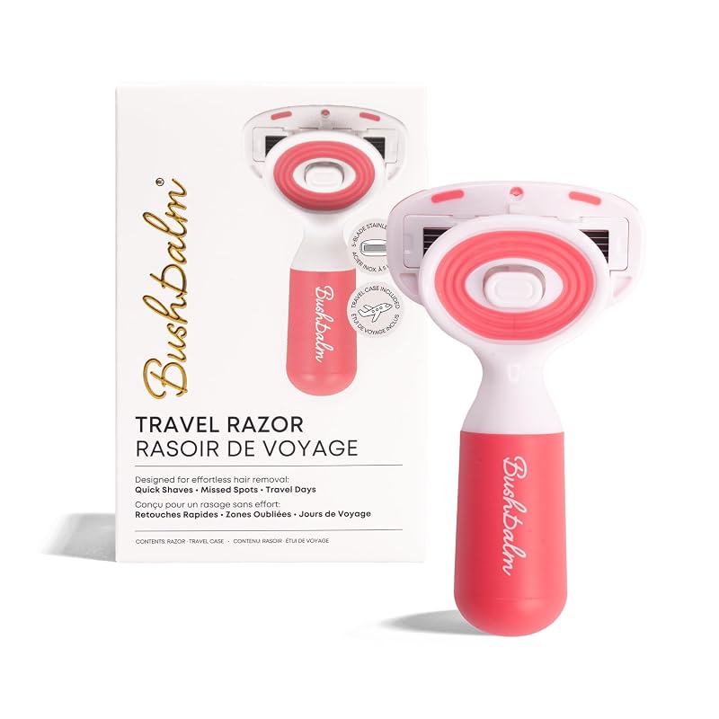 Bushbalm Travel Razor Aparador Corporal com Cabeça Flexível, Rosa