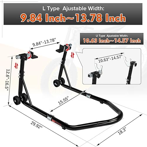 Vista 24 de Donext - Soporte para rueda trasera de motocicleta (850 lb), tamaño U color negro