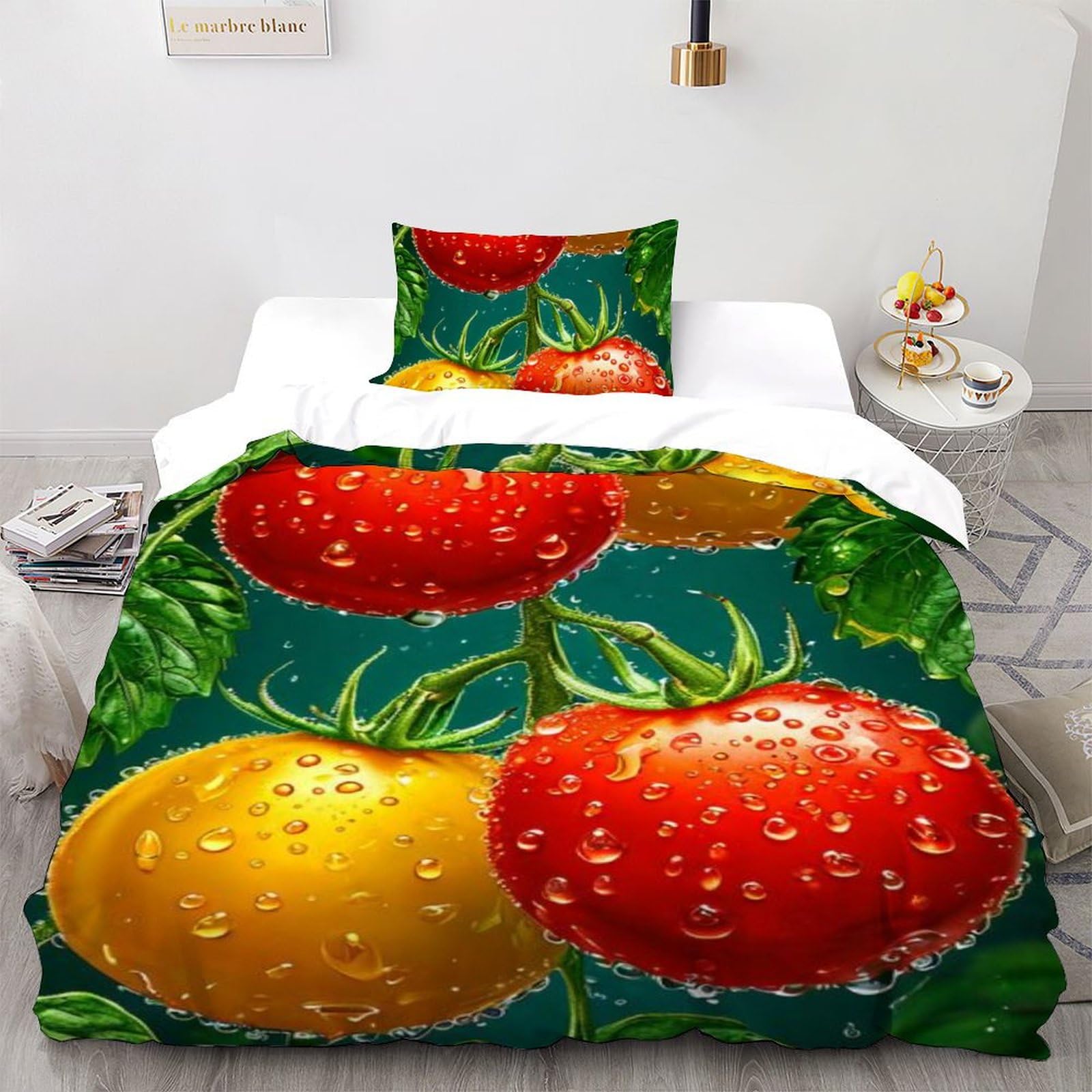 Housse de couette single en microfibre avec impression fruits 135x200cm