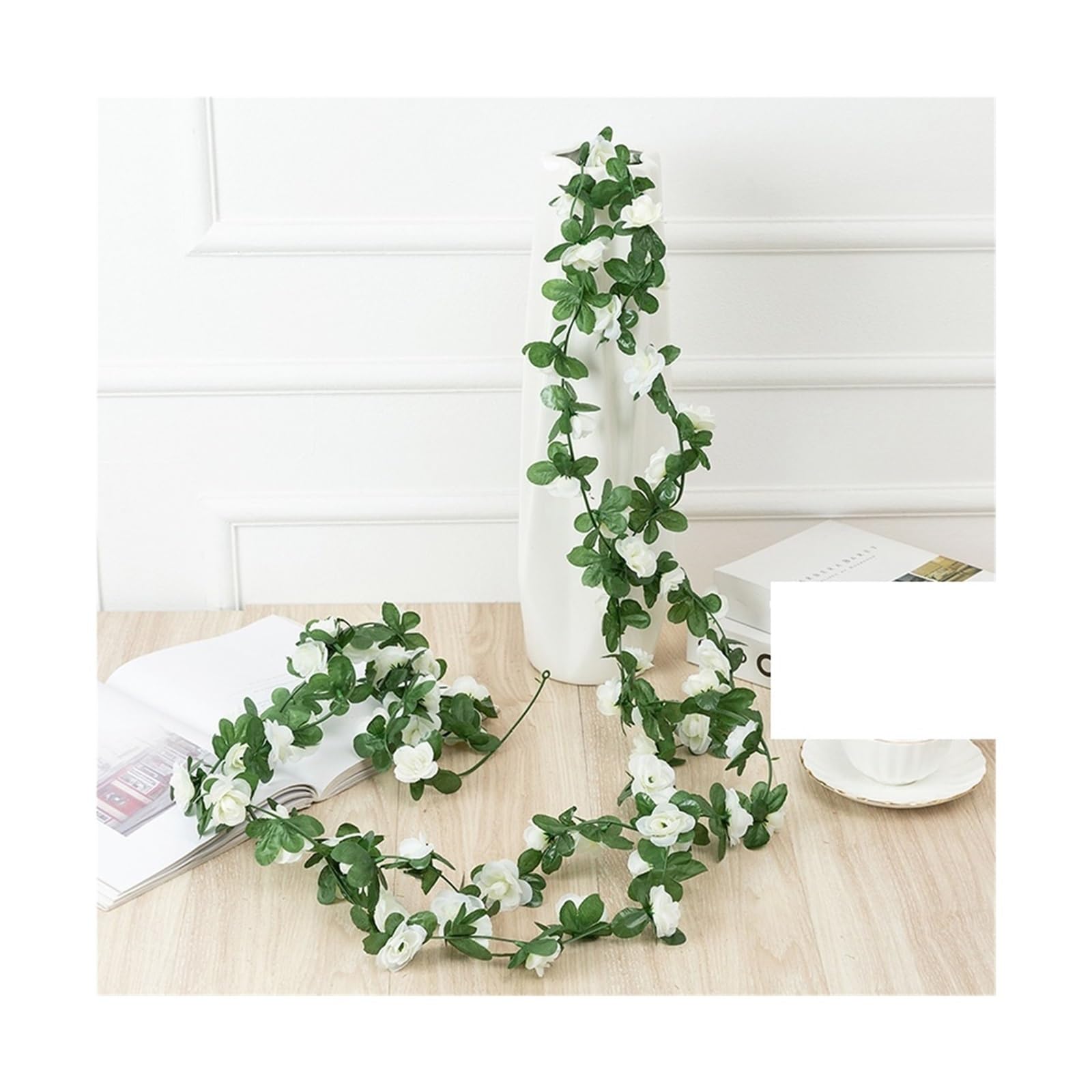 LuoAXINN Artificial Rose Vine 2pcs 2.2m 45heads Fake Rose Vine