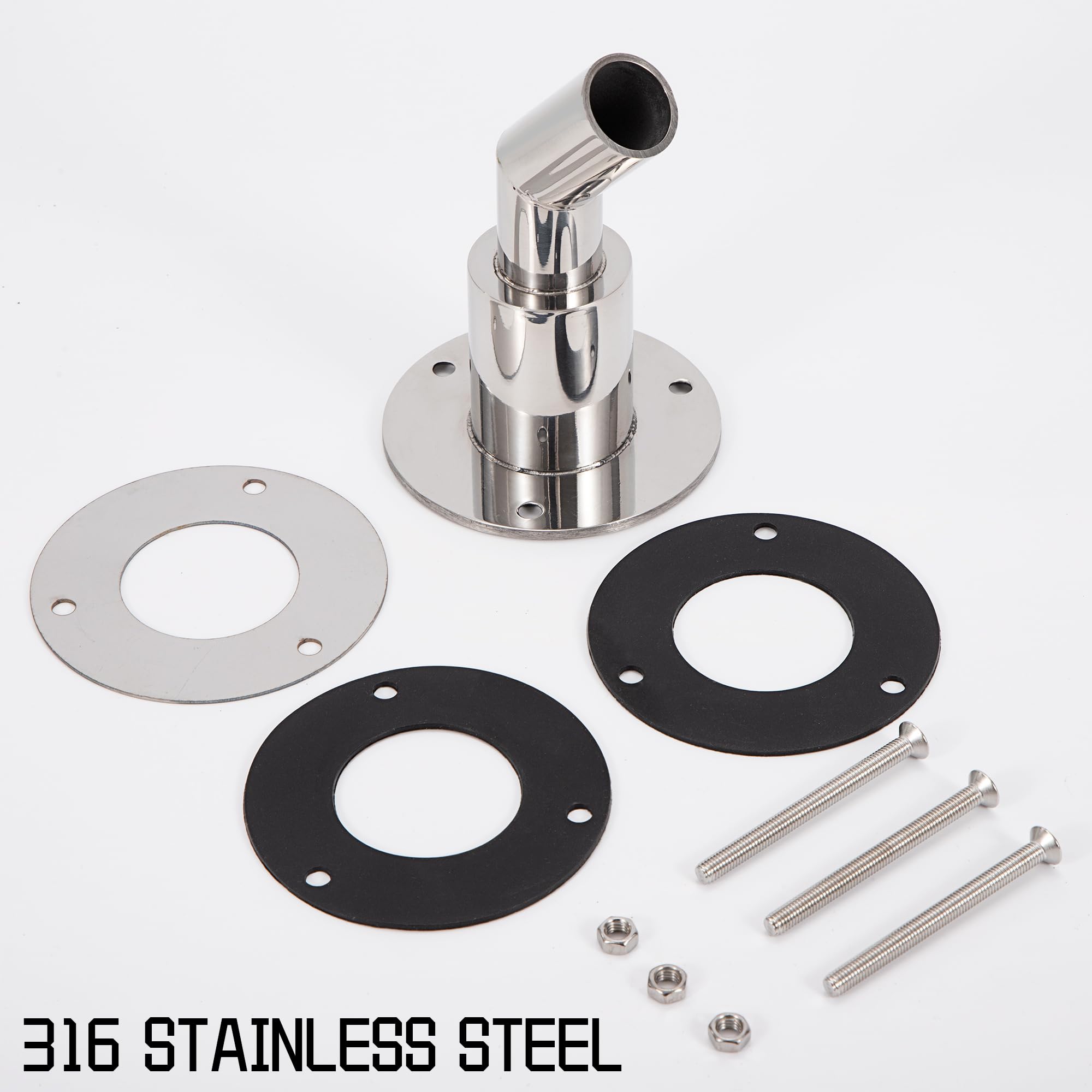 QIMEI-SHOP Raccordo di Scarico Scafo 24mm Passante Scafo Pelle di Scarico in Acciaio Inossidabile per Riscaldatore di Parcheggio Diesel Barca Automobile Camion Gomito
