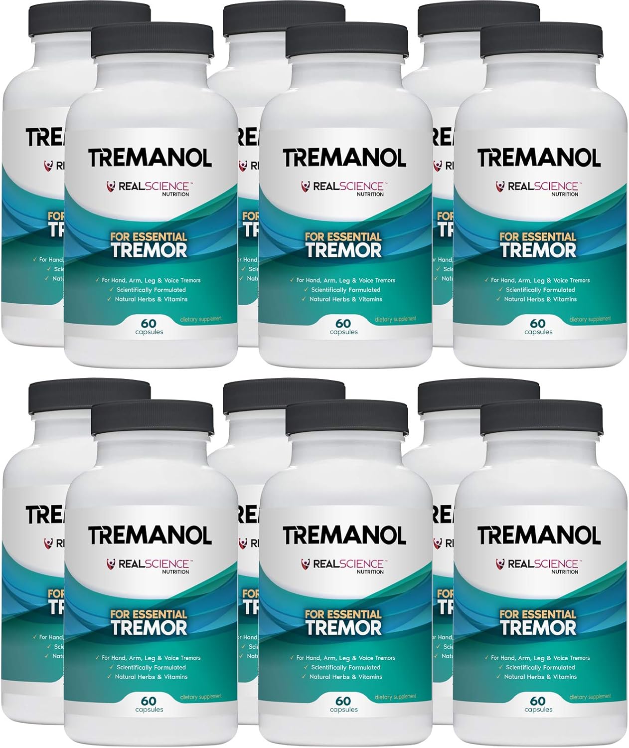 Tremanol Natural Aid Herbal Supplement – Includes Vitamin B2 & B12, Passionflower & Skullcap – 60 Caps (Pack of 12) – Made in USA