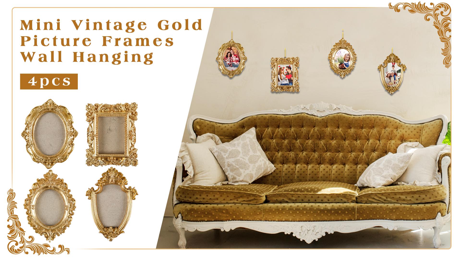 Amazon.com - 4 Pcs Mini Picture Frames Small Vintage Gold Photo