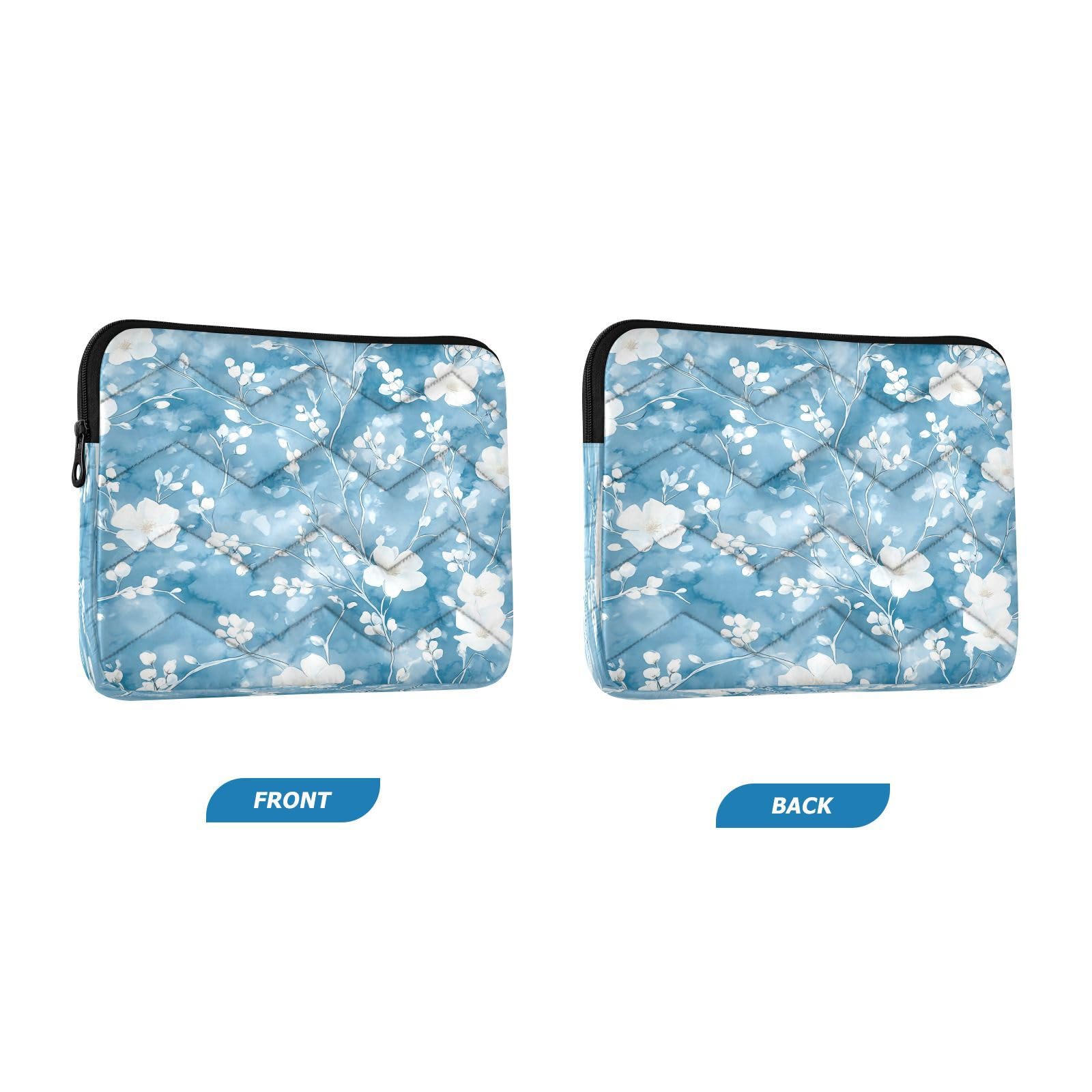 BOESI White Flowers on Blue Background Laptop Inner Bag, Laptop Case, Computer Sleeve, Lightweight and Easy to Carry, Suitable for 13-14inch Laptops