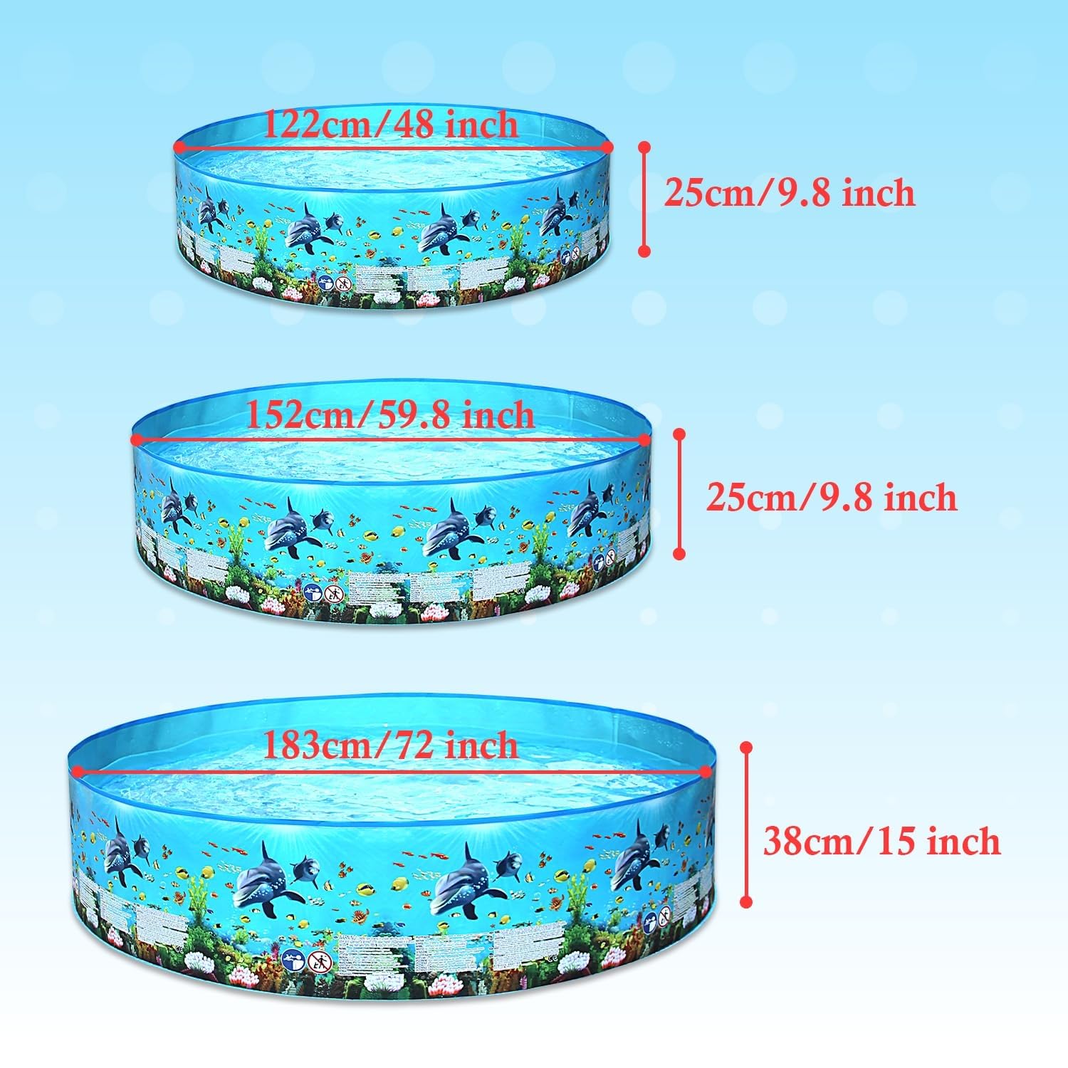 Planschbecken Kinder Schwimmbad 152 x 25 cm nicht aufblasbar Hundepool Garten Außenbereich