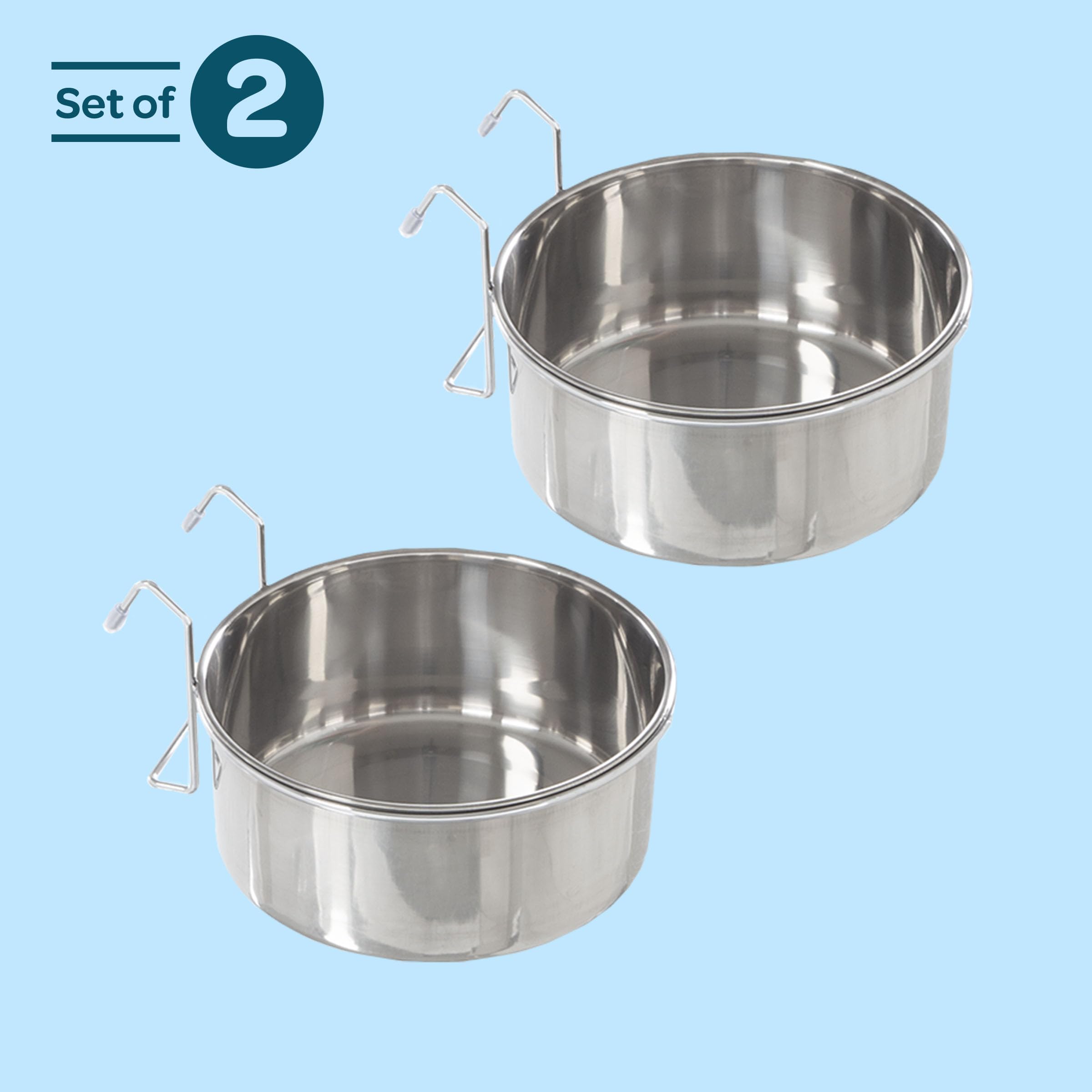 PETMAKER, Set di 2 ciotole per cani in acciaio inox da appendere, per cibo e acqua, lavabili in lavastoviglie, 1,4 kg di cibo o 1,5 l di acqua ognuna