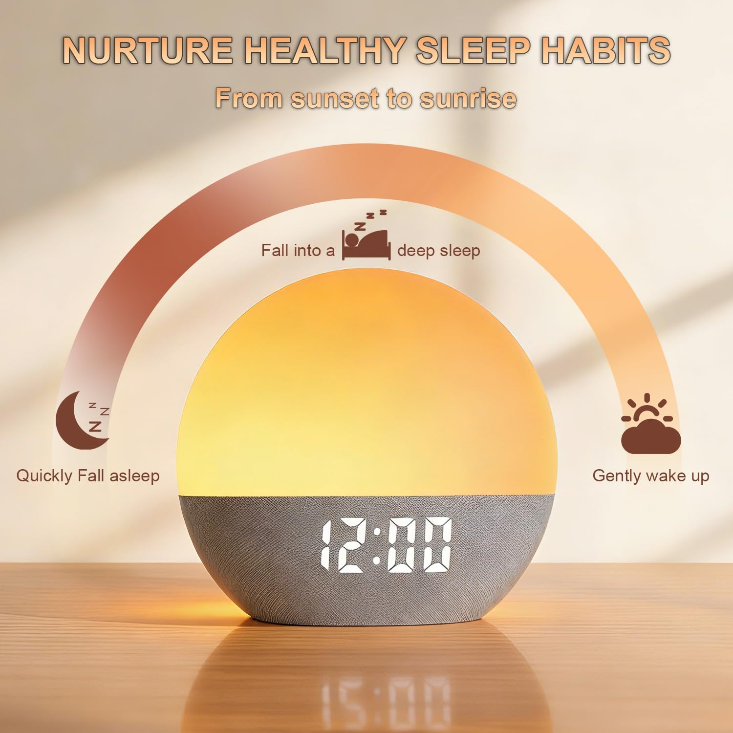 winshine Sunrise Alarm Clock with White Noise Sound Machine for Bedrooms,Sleep Sound Machine for Heavy Sleepers, with Wake Up Light,24 Sounds, FM Radio, Bluetooth Speaker, Night Light Clock for Adults